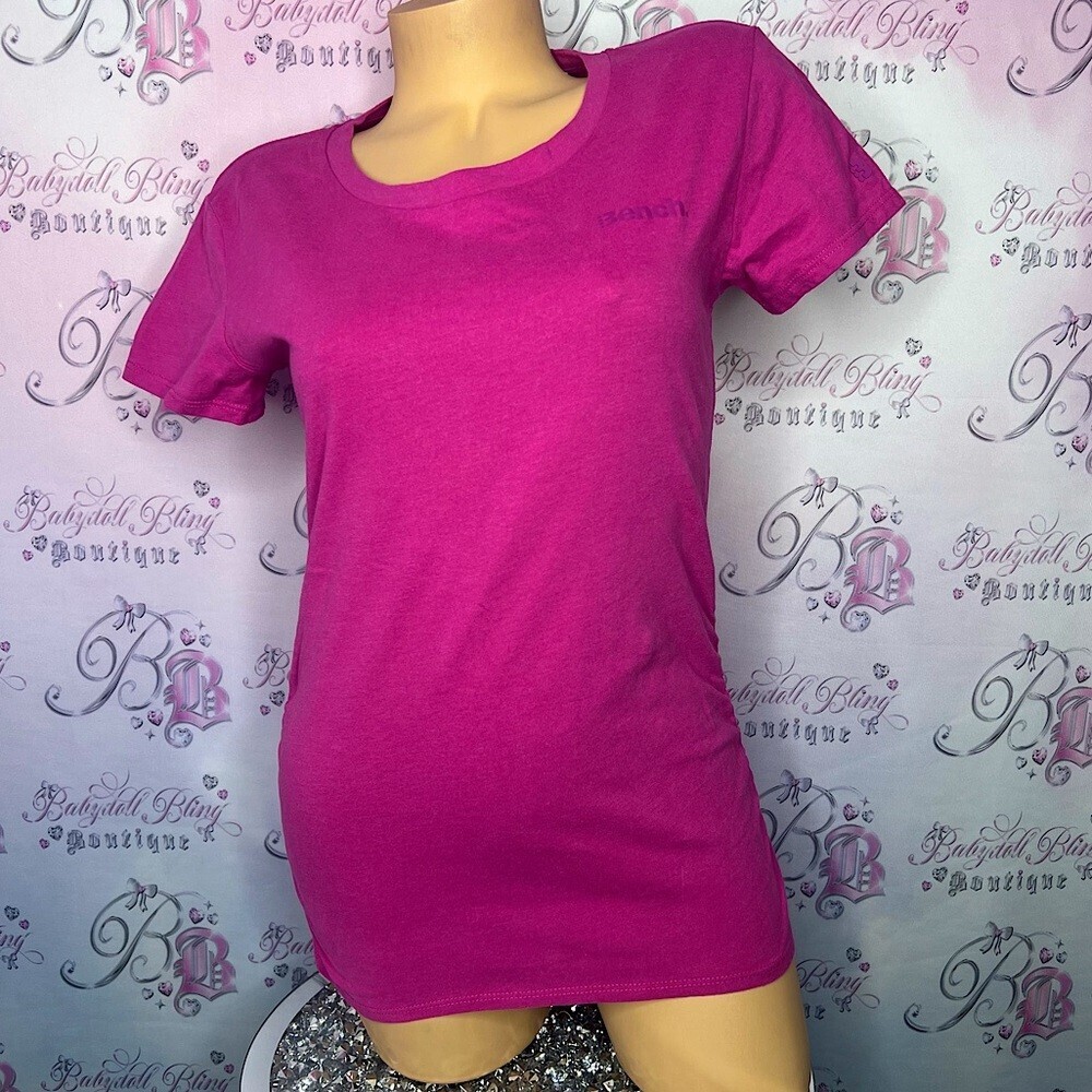 Bench Rutched sides tshirt pink purple cinched sides cute bright top shirt y2k
